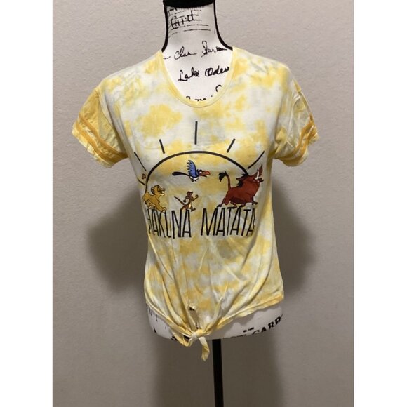 Disney Hakuna Matata Women’s Tie-Dye Graphic Tee W/Front Tie Knot Size S - Picture 1 of 8